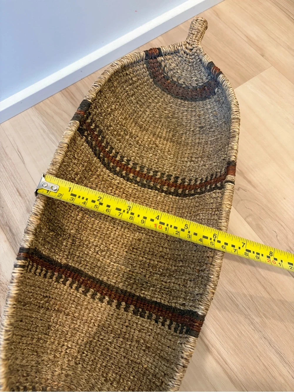 Vintage Ethiopian Handwoven Seagrass Canoe Bread Basket Boho Woven Tray